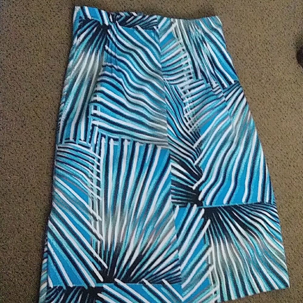 Abstract blue black and white skirt